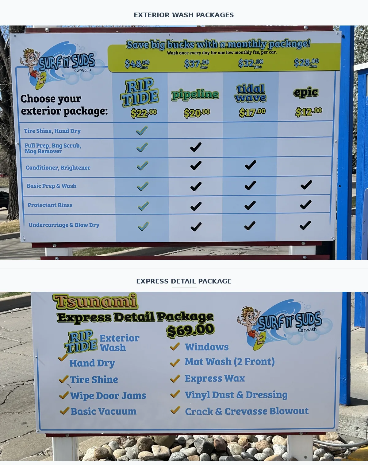 Exterior Wash Packages & Express Detail Package